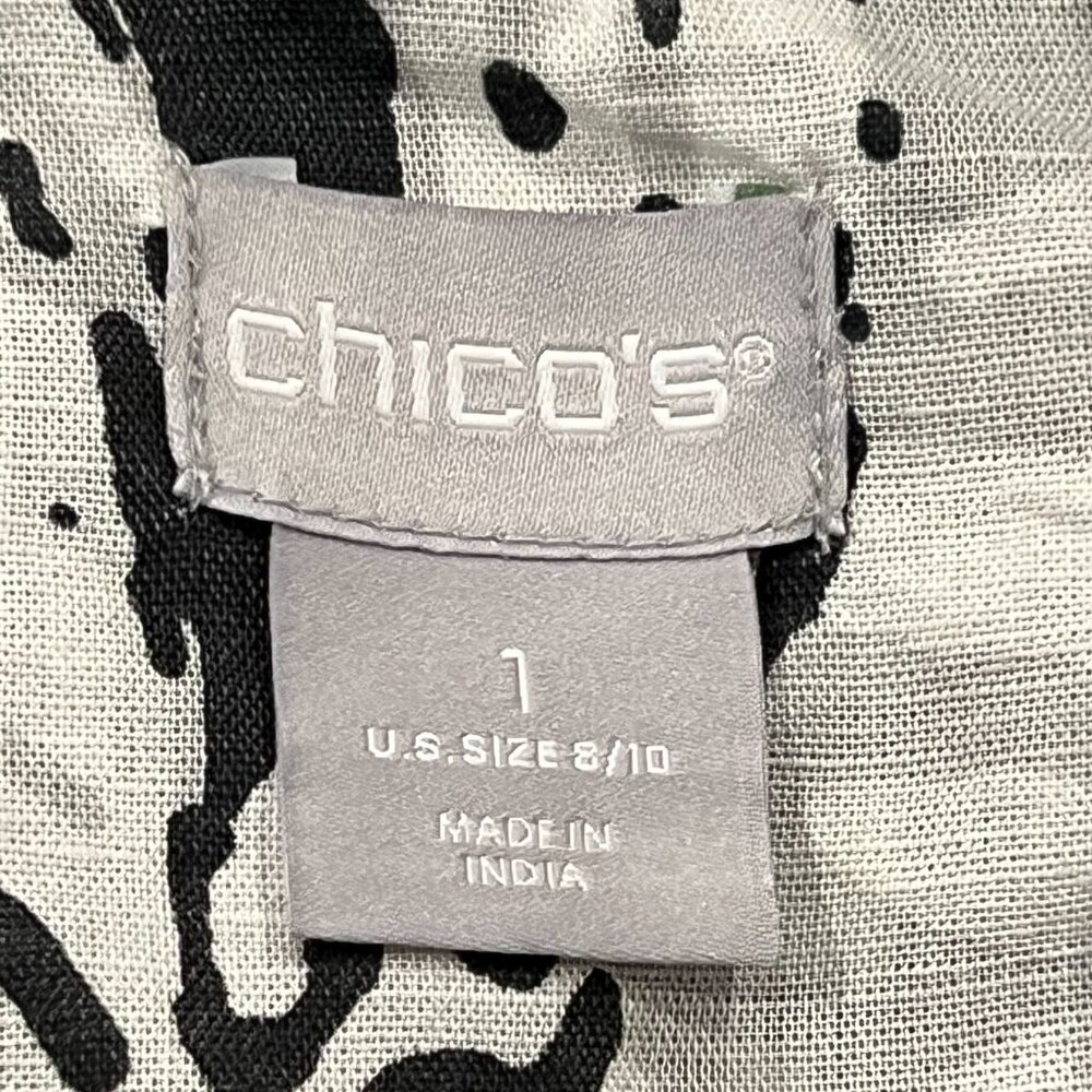 Chico Linen Print Button Duster, White Black, M - image 2